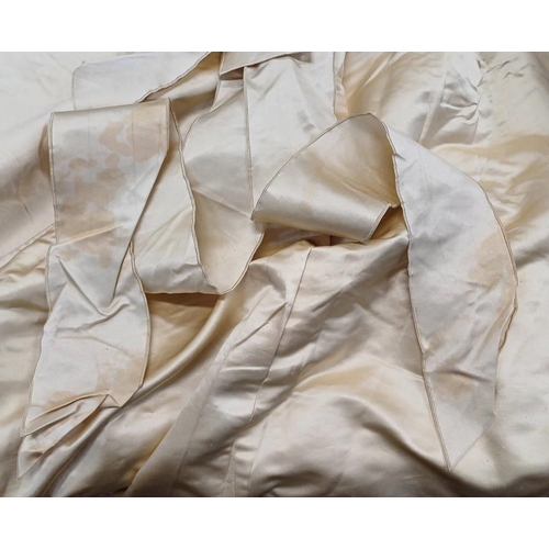 2103 - LATE 19TH CENTURY WOMEN'S IVORY WEDDING DRESS BY SYKES, LONDON WITH BULLION THREAD & BEADED PANEL TO... 