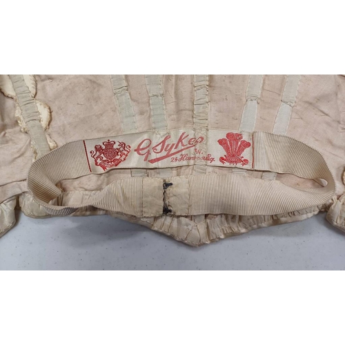 2103 - LATE 19TH CENTURY WOMEN'S IVORY WEDDING DRESS BY SYKES, LONDON WITH BULLION THREAD & BEADED PANEL TO... 