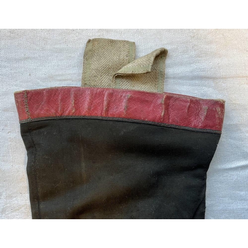 2105 - PAIR OF 19TH CENTURY LEATHER & FABRIC BOOTS WITH ORNATE PIERCED DECORATION TO BODY 28.5CM LONG SOLE