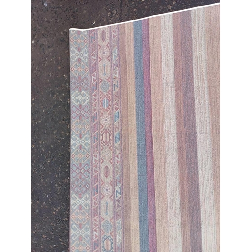 2139 - LARGE FULL PILE CASHMERE CARPET WITH MULTICOLOURED AZTEC DESIGN 383CM X 272CM