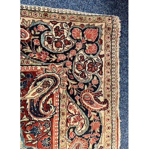 2312 - RED, PINK & GREEN FLORAL DECORATED RUG WITH BORDER DESIGN, 218 X 123 CM