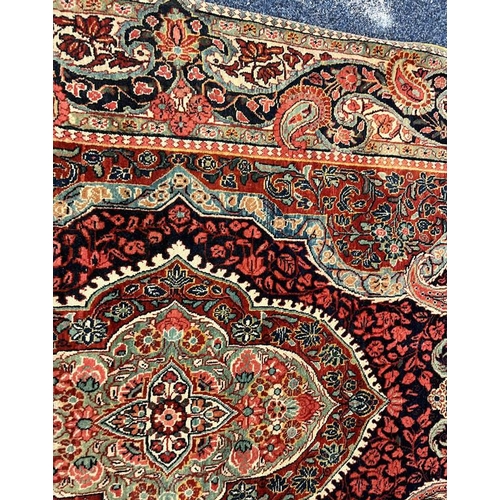 2312 - RED, PINK & GREEN FLORAL DECORATED RUG WITH BORDER DESIGN, 218 X 123 CM