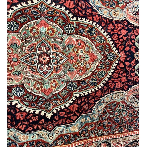 2312 - RED, PINK & GREEN FLORAL DECORATED RUG WITH BORDER DESIGN, 218 X 123 CM