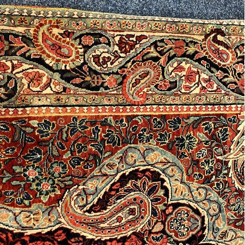 2312 - RED, PINK & GREEN FLORAL DECORATED RUG WITH BORDER DESIGN, 218 X 123 CM