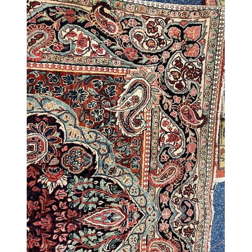 2312 - RED, PINK & GREEN FLORAL DECORATED RUG WITH BORDER DESIGN, 218 X 123 CM