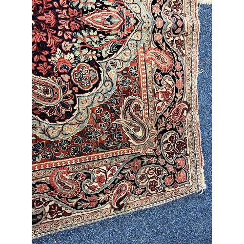 2312 - RED, PINK & GREEN FLORAL DECORATED RUG WITH BORDER DESIGN, 218 X 123 CM