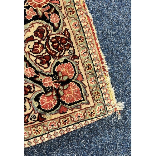 2312 - RED, PINK & GREEN FLORAL DECORATED RUG WITH BORDER DESIGN, 218 X 123 CM