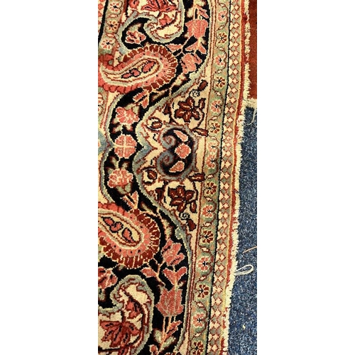 2312 - RED, PINK & GREEN FLORAL DECORATED RUG WITH BORDER DESIGN, 218 X 123 CM