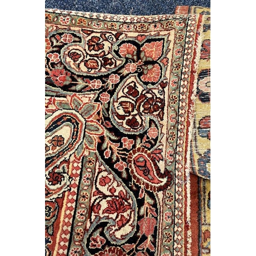 2312 - RED, PINK & GREEN FLORAL DECORATED RUG WITH BORDER DESIGN, 218 X 123 CM