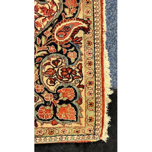 2312 - RED, PINK & GREEN FLORAL DECORATED RUG WITH BORDER DESIGN, 218 X 123 CM