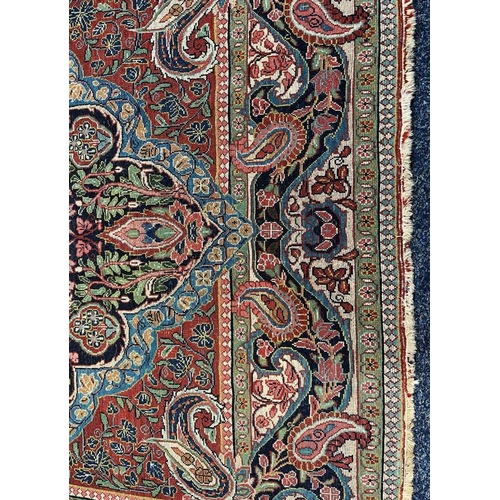 2312 - RED, PINK & GREEN FLORAL DECORATED RUG WITH BORDER DESIGN, 218 X 123 CM