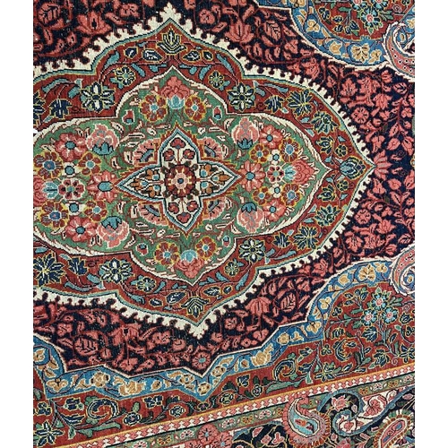 2312 - RED, PINK & GREEN FLORAL DECORATED RUG WITH BORDER DESIGN, 218 X 123 CM