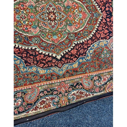 2312 - RED, PINK & GREEN FLORAL DECORATED RUG WITH BORDER DESIGN, 218 X 123 CM