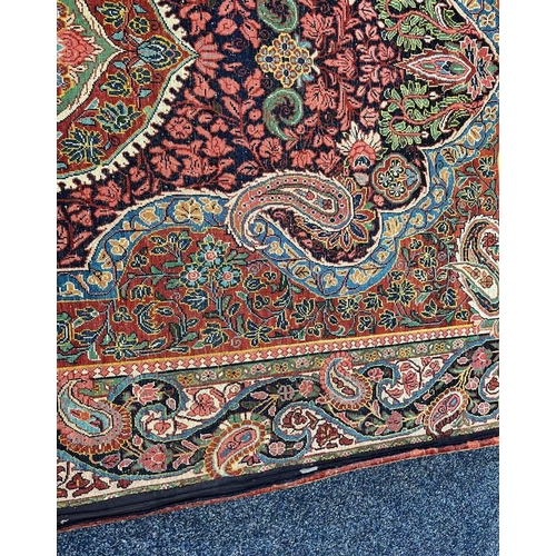 2312 - RED, PINK & GREEN FLORAL DECORATED RUG WITH BORDER DESIGN, 218 X 123 CM