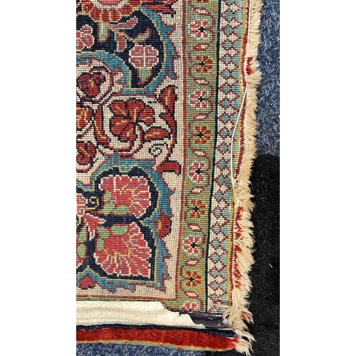 2312 - RED, PINK & GREEN FLORAL DECORATED RUG WITH BORDER DESIGN, 218 X 123 CM