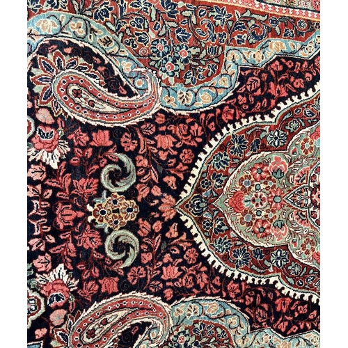 2312 - RED, PINK & GREEN FLORAL DECORATED RUG WITH BORDER DESIGN, 218 X 123 CM