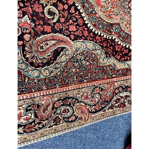 2312 - RED, PINK & GREEN FLORAL DECORATED RUG WITH BORDER DESIGN, 218 X 123 CM