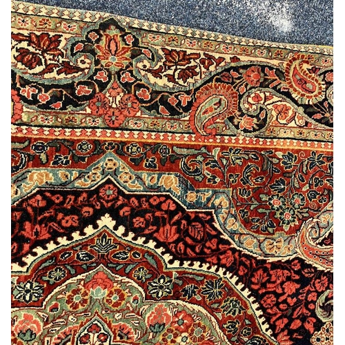 2312 - RED, PINK & GREEN FLORAL DECORATED RUG WITH BORDER DESIGN, 218 X 123 CM