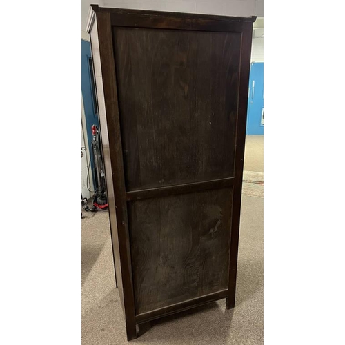 258 - MID 20TH CENTURY OAK HALL WARDROBE WITH SINGLE PANEL DOOR, 181 CM TALL X 79 CM WIDE