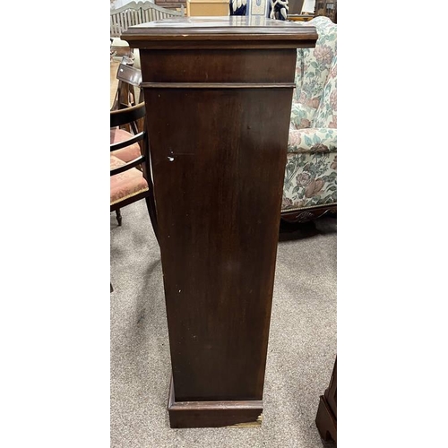 267 - 20TH CENTURY INLAID MAHOGANY OPEN BOOKCASE WITH ADJUSTABLE SHELVES ON BRACKET SUPPORTS - 1145 CM TAL... 