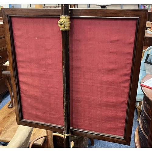 284 - 19TH CENTURY ROSEWOOD POLE SCREEN WITH DECORATIVE FLORAL TAPESTRY