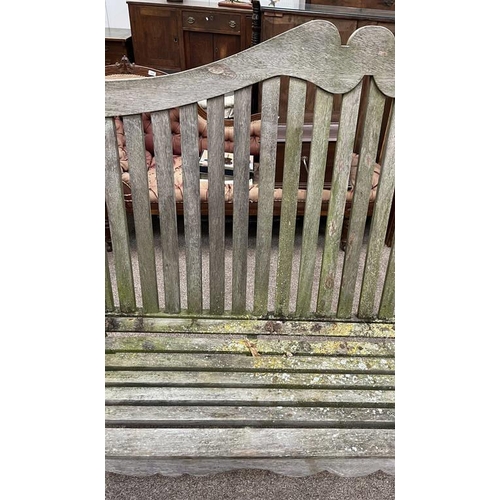 31 - TEAK TALL BACK GARDEN BENCH - 188 CM WIDE