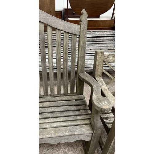 477 - TEAK TALL BACK GARDEN BENCH - 188 CM WIDE