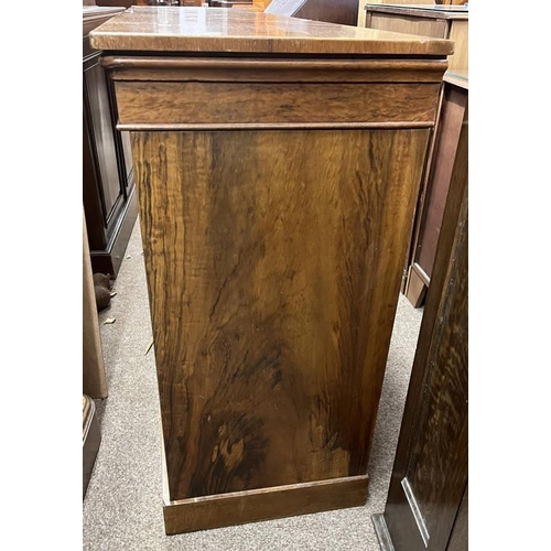 58 - LATE 19TH CENTURY WALNUT SIDEBOARD WITH 4 PANEL DOORS WITH DECORATIVE BRASS WORK ON PLINTH BASE.  93... 