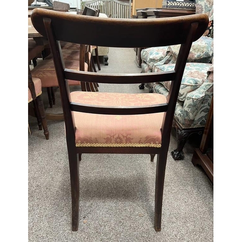 6 - SET OF 11  19TH CENTURY MAHOGANY DINING CHAIRS ON TURNED SUPPORTS WITH PINK SEATS INCLUDING 1 ARMCHA... 