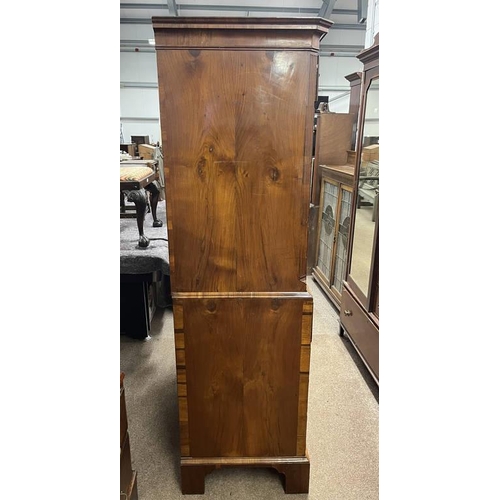 85 - 19TH CENTURY WALNUT SECRATAIRE CHEST ON CHEST OF 3 SHORT OVER 3 LONG DRAWERS OVER FALL FRONT DRAWER ... 