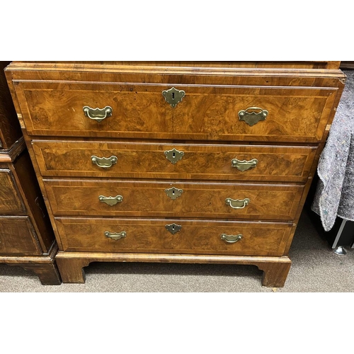 85 - 19TH CENTURY WALNUT SECRATAIRE CHEST ON CHEST OF 3 SHORT OVER 3 LONG DRAWERS OVER FALL FRONT DRAWER ... 