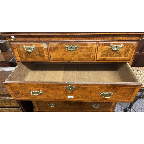 85 - 19TH CENTURY WALNUT SECRATAIRE CHEST ON CHEST OF 3 SHORT OVER 3 LONG DRAWERS OVER FALL FRONT DRAWER ... 