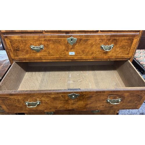 85 - 19TH CENTURY WALNUT SECRATAIRE CHEST ON CHEST OF 3 SHORT OVER 3 LONG DRAWERS OVER FALL FRONT DRAWER ... 