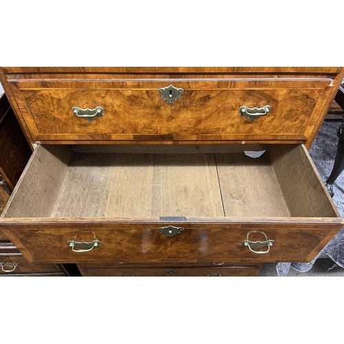 85 - 19TH CENTURY WALNUT SECRATAIRE CHEST ON CHEST OF 3 SHORT OVER 3 LONG DRAWERS OVER FALL FRONT DRAWER ... 