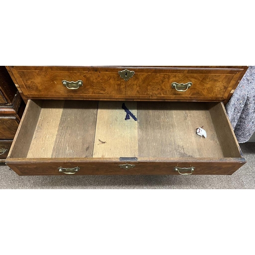 85 - 19TH CENTURY WALNUT SECRATAIRE CHEST ON CHEST OF 3 SHORT OVER 3 LONG DRAWERS OVER FALL FRONT DRAWER ... 