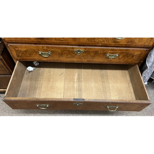 85 - 19TH CENTURY WALNUT SECRATAIRE CHEST ON CHEST OF 3 SHORT OVER 3 LONG DRAWERS OVER FALL FRONT DRAWER ... 