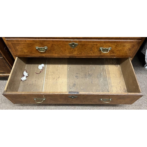 85 - 19TH CENTURY WALNUT SECRATAIRE CHEST ON CHEST OF 3 SHORT OVER 3 LONG DRAWERS OVER FALL FRONT DRAWER ... 