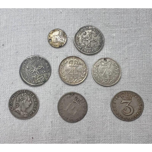 1305 - MAUNDY ODDMENTS TO INCLUDE 2 X CHARLES II 4D  1681, 1685 JAMES II  3D,  2 X GEORGE III 3D  1762, 180... 