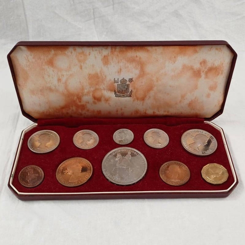 1391 - 1953 ELIZABETH II CORONATION 10-COIN PROOF SET, CROWN TO FARTHING, IN CASE OF ISSUE