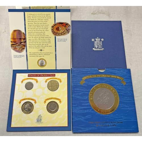 1418 - ROYAL MINT TRIAL £2 FOUR PIECE SET 1994, MINTING THE TWO- POUND TRIAL PIECE IN ROYAL MINT CASE OF IS... 