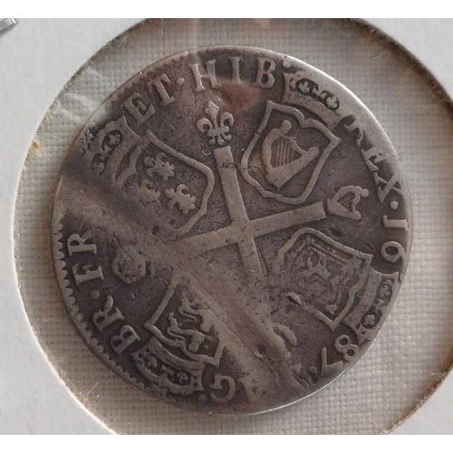 1436 - JAMES II 1687 10 SHILLING SILVER COIN