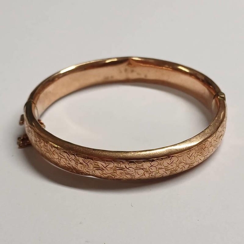 298 - VICTORIAN 9CT GOLD HINGED BANGLE, BIRMINGHAM 1897 - 11.9 G