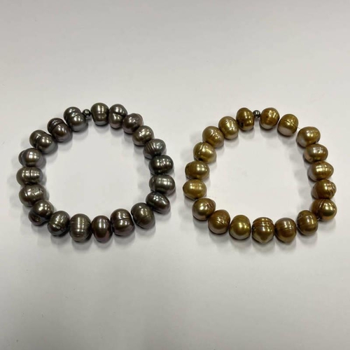 316 - 2 STAINED BAROQUE PEARL BRACELETS