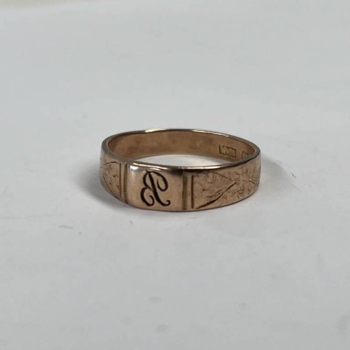 342 - 15CT GOLD SIGNET RING, BIRMINGHAM 1873 - RING SIZE P, 3.4G