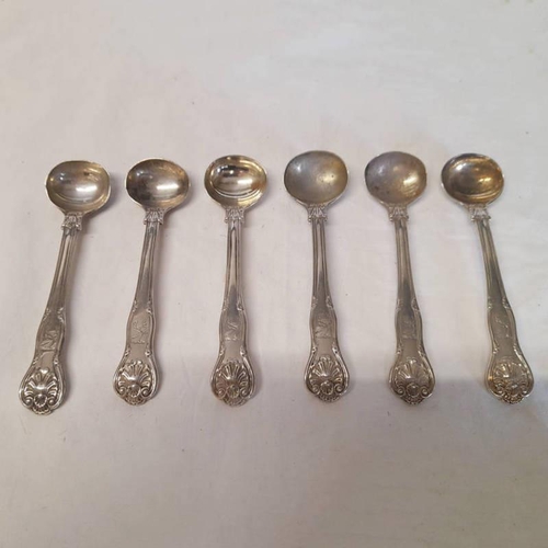 402 - SET 6 WILLIAM IV SILVER SALT SPOONS BY CHARLES BOYTON, LONDON 1835 - 180 G