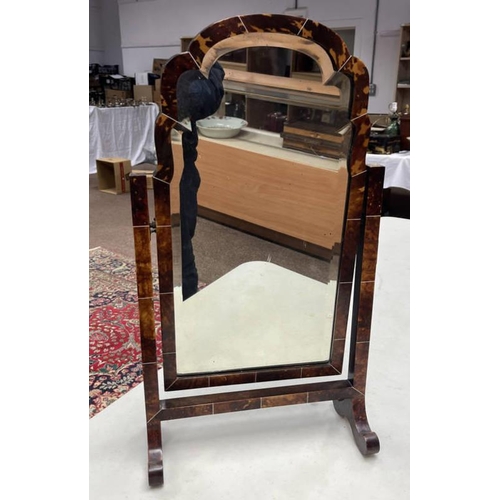 426 - 20TH CENTURY BEECH & TORTOISESHELL DRESSING MIRROR - 63.5CM TALL