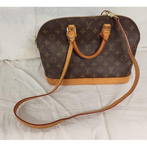 567 - LEATHER HANDBAG MARKED LV WITH FITTINGS MARKED LOUIS VUITTON