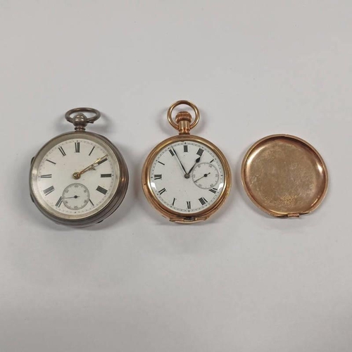 571 - HALLMARKED SILVER POCKET WATCH. THE WORKS SIGNED DRINKWATER, COVENTRY, GILT METAL POCKET WATCH