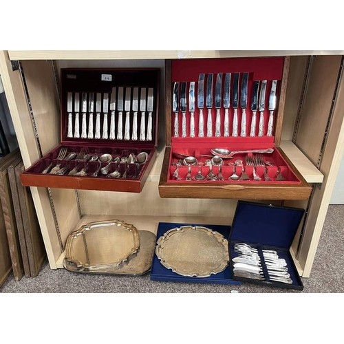 616 - 6 PLACE MAHOGANY CASED CANTEEN OF SILVER PLATED CUTLERY BY COOPER LUDLAM UNUSED & 1 OTHER MAHOGANY C... 