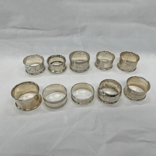 617 - 10 SILVER NAPKIN RINGS, 152G